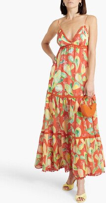 Melia tiered printed cotton-blend voile maxi dress