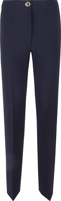 High-waist Plain Slim Trousers