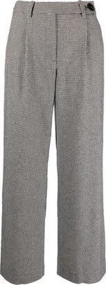 Puppytooth-Pattern High-Waisted Trousers