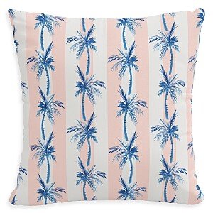 Cloth & Company The Cabana Stripe Palms Outdoor Pillow in Coral, 20 x 20