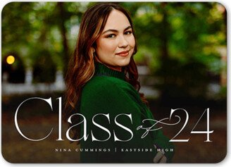 Graduation Announcements: Elegantly Etched Graduation Announcement, White, 5X7, Matte, Signature Smooth Cardstock, Rounded