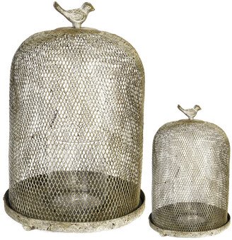 Set Of 2 Ophira Golden Sparrow Mesh Candle Holders