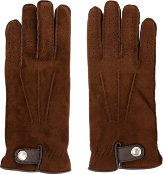 Stud Fastening Leather Gloves