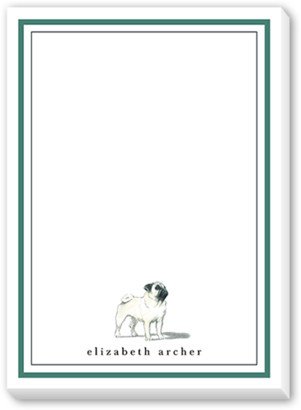 Notepads: Pug Dog Love 5X7 Notepad, Green, Matte