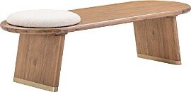 Samantha Cognac Acacia Bench with Boucle Seat