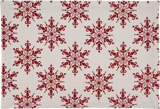 Saro Lifestyle Snowflake Placemat, 14x20 Oblong, Red (Set of 4)