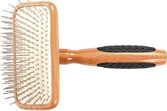 Bass Pet Brushes The Rake Style & Detangle Pet Brush with 100% Premium Alloy Pin Pure Bamboo Handle Slicker Style Dark Bamboo