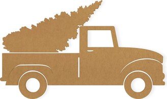 Christmas Tree Truck, Cut Out, Wall Art, Home Decor, Hanging, Quality Cardboard, Ready To Paint