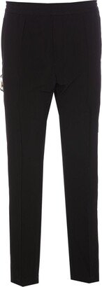 Decorative Buckle-Detail Tapered Tailored Trousers