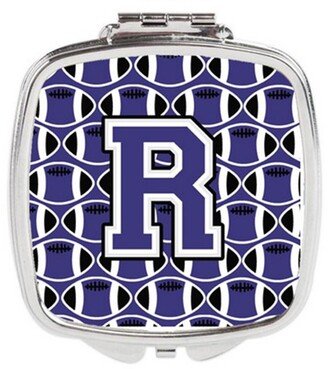 CJ1068-RSCM Letter R Football Purple & White Compact Mirror