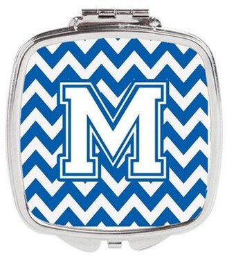 CJ1045-MSCM Letter M Chevron Blue & White Compact Mirror, 3 x 0.3 x 2.75 in.