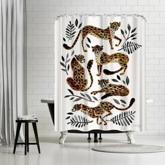 71 x 74 Shower Curtain, Cheetah Collection Mocha Black by Cat Coquillette