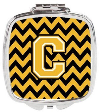 CJ1053-CSCM Letter C Chevron Black & Gold Compact Mirror, 3 x 0.3 x 2.75 in.