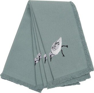 RightSide Designs Set of Four Embroidered Sand Piper Napkins