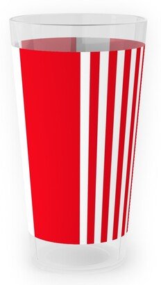 Outdoor Pint Glasses: Turkish Stripes Vertical- Canada Day - Red And White Outdoor Pint Glass, Red