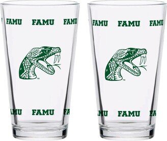 Florida A&M Rattlers Two-Pack Knockout 16 Oz Pint Glass Set - Clear, Green