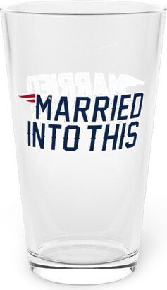 Pats Football 16 Oz Sports Pint Glass | Married Into This Barware - Tailgate Drink Ware Man Cave Essentials