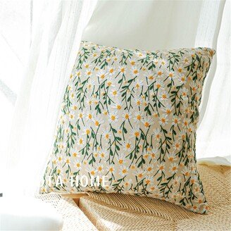 Cushion & Cover, Embroidery Cover/Square Pillowcases Cotton, Sofa Cover With 3D Flowers Chamomile/Daisy
