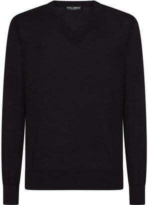 V-neck knitted jumper-BF