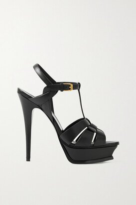 Tribute Woven Leather Platform Sandals - Black-AA