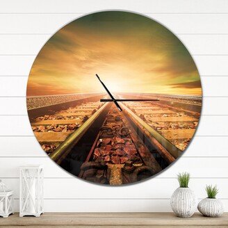 Designart 'Junction of Railways Track' Oversized Modern Wall CLock