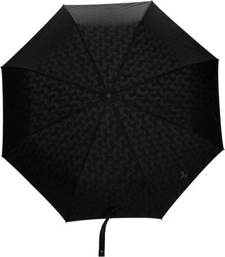 Monogram-Pattern Leather-Handle Umbrella