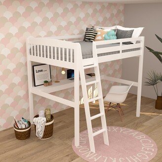 Aoolive Full size children's loft bed with desk and storage, with solid wood stairs
