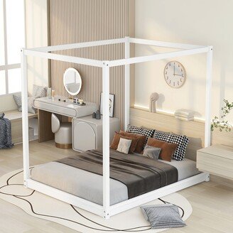 Nestfair Queen Size Canopy Platform Bed with Support Legs