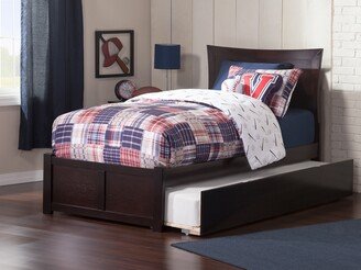 AFI Metro Twin Platform Bed with Footboard and Twin Trundle in Espresso