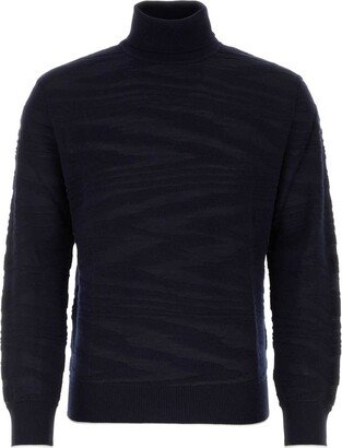 Graphic Printed Roll-Neck Knitted Jumper