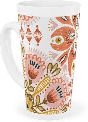 Mugs: Pysanky - Boho - Warm Tall Latte Mug, 17Oz, Pink