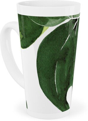 Mugs: Monstera Tropical Leaves - Green Tall Latte Mug, 17Oz, Green