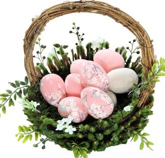 Fabric Easter Eggs, Blush Pink Cherry Blossom, Chinoiserie Inspired Farmhouse Decor, Spring Home Easter, Basket Filler