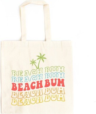 City Creek Prints Beach Bum Stacked Wavy Canvas Tote Bag - 15x16 - Natural