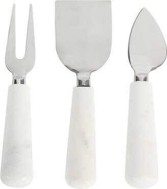 California Designs Marble and Stainless Steel 3 Piece Cheese Knife Set in White