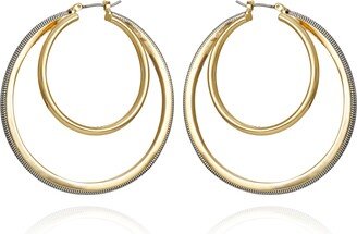 Two-Tone Double Hoop Earrings - Gold, Silver