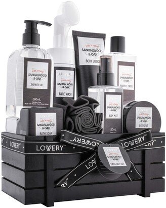 Lovery Sandalwood Oak Spa Kit, Bath and Body Care Gift Set, 10 Piece