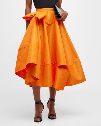 Polyfaille Circle Midi Skirt with Side Bow Detail