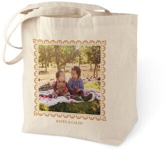 Cotton Tote Bags: Boho Frame Cotton Tote Bag, Brown