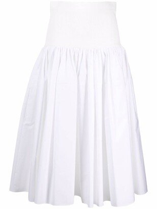 Corset-Waist Hybrid Midi Skirt