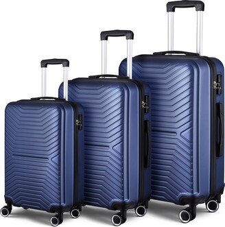 EDWINRAY 3Pic Luggage Sets Expandable Spinner Luggage Suitcase Sets 20/24/28, Dark Blue