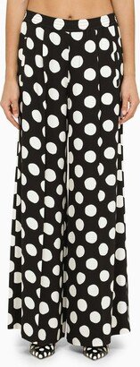 Black polka dot palazzo trousers