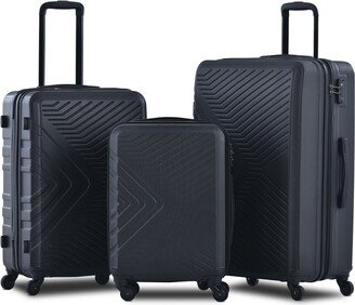 EDWINRAY 3 Piece Luggage Sets ABS Lightweight Luggage Suitcase Sets-AA