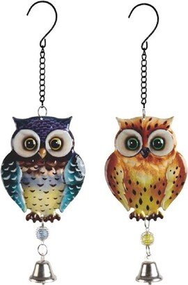 Q-Max 2-Piece Blue and Orange Owl Ornaments 6.75