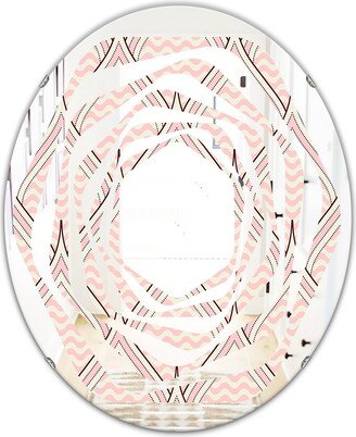 Designart 'Retro Ornament With Decorative Elements' Printed Modern Round or Oval Wall Mirror - Whirl