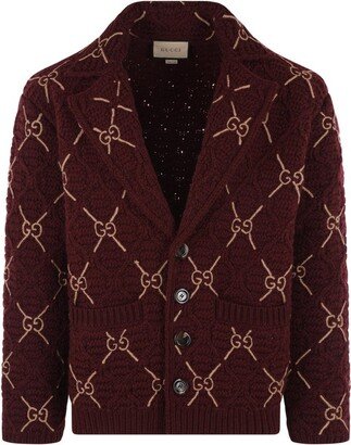 GG Jacquard Single-Breasted Knit Coat