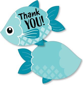 Big Dot Of Happiness Let's Go Fishing - Fish Themed Party Shaped Thank You Cards with Envelopes 12 Ct