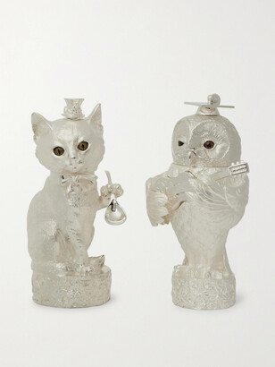 Asprey Owl & Pussycat Sterling Silver Salt and Pepper Shakers