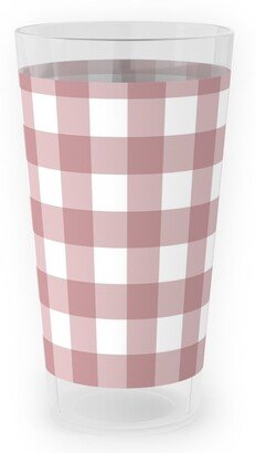 Outdoor Pint Glasses: Gingham Check Outdoor Pint Glass, Pink