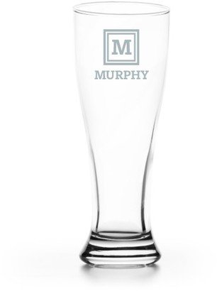 Pilsner Glasses: Keyline Monogram Pilsner Glass, Glass, Pilsner Glass Single Side, White